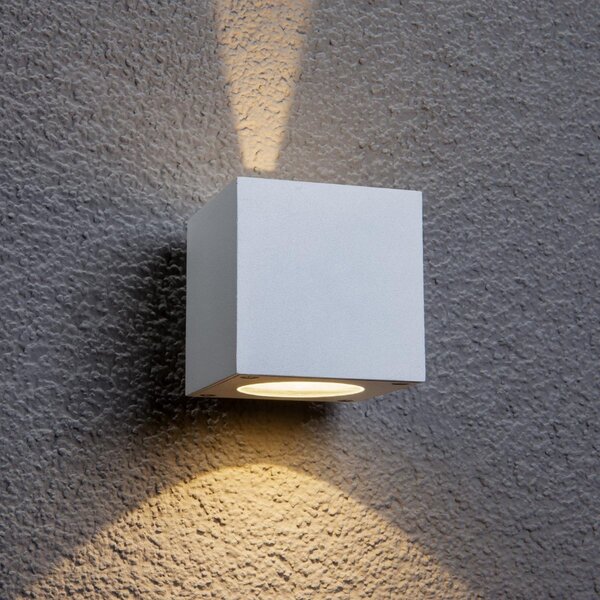 Lucande LED lumina de perete în aer liber Jarno, alb, metal, 9cm, Alb, Metal, Modern, Priză de perete sus / jos