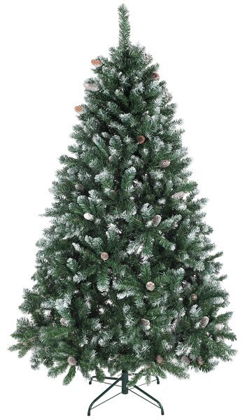 HOMCOM Brad de Crăciun Înzăpezit Înalt 180 cm cu 910 Ramuri, Brad Artificial de Interior cu Conuri Decorative, Bază Metalică Pliabilă, Verde | Aosom Romania