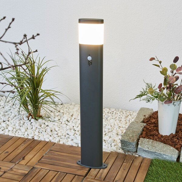 Lindby bornă luminoasă LED Obri, 80 cm, antracit, senzor, Negru, Metal, Modern