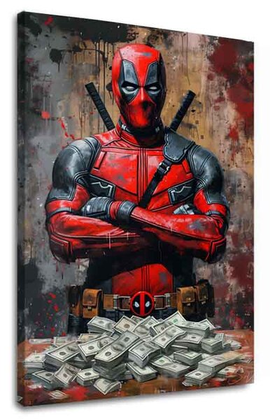 Tablou de perete DEADPOOL: Bani și haos | finisată de mâna artistului - 60x90 cm