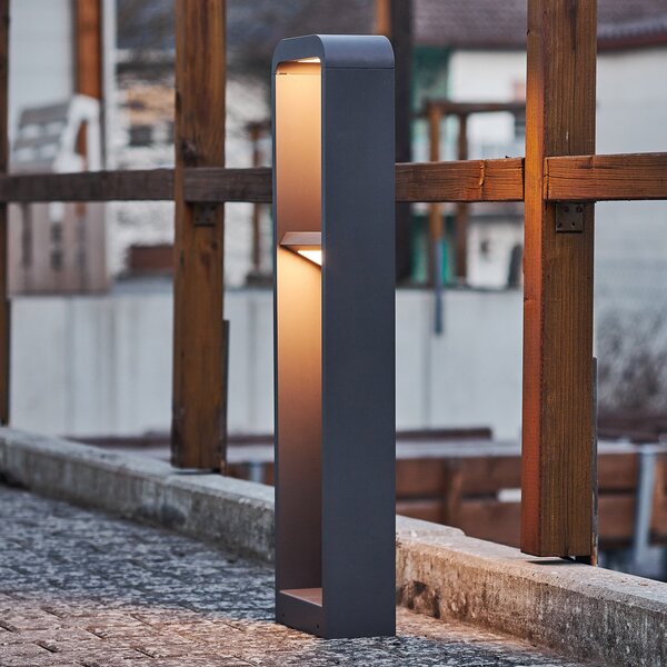 Lindby Bornă luminoasă LED Darko, 80 cm, gri, metal, IP54, Gri, Aluminiu, Modern