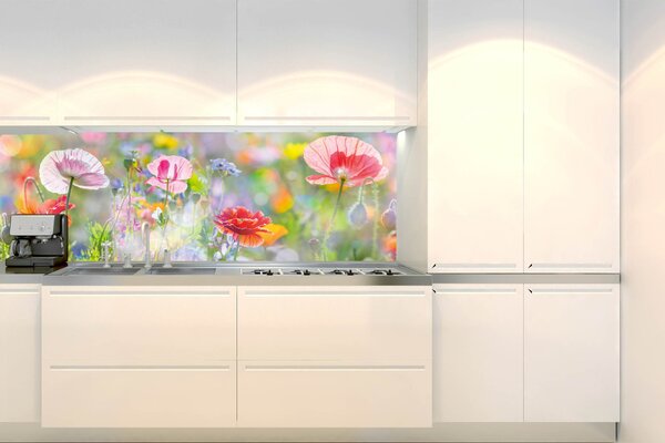 Fototapet pentru bucătărie - pajiște colorată de vară 180 x 60 cm