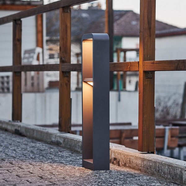 Lindby Bornă luminoasă LED Darko, 80 cm, gri, metal, IP54, Gri, Aluminiu, Modern
