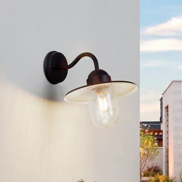 Lindby lampă de perete pentru exterior Filip, maro ruginiu, 30 cm, E27, IP44, reglabil, Maro / Rugină, Metal, Modern