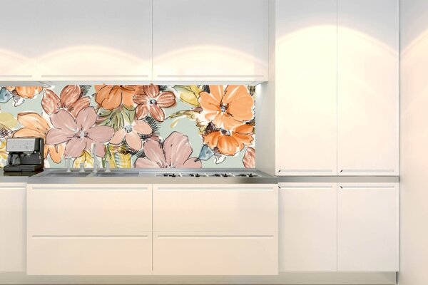 Fototapet pentru bucătărie - model floral colorat 180 x 60 cm