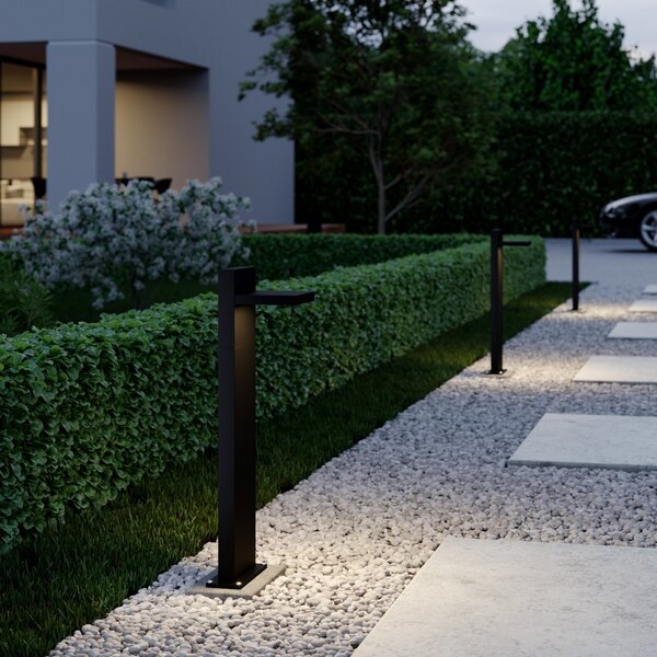 Lucande Lampă LED stâlpișor Silvan, 65 cm, antracit, metal, Negru, Aluminiu, Modern