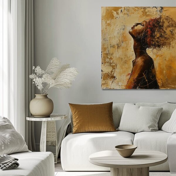 Tablou de perete elegantă a unei femei Ascunsă în gânduri - 60x60