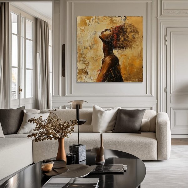 Tablou de perete elegantă a unei femei Ascunsă în gânduri - 60x60