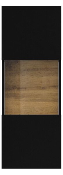 Vitrină de perete Avernic Typ 07 (onyx negru + Stejar wotan). Promo -22%. 1042062