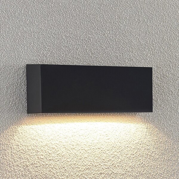 Lindby LED lampă de perete pentru exterior Jarte, 24 cm, jos, gri, IP65, Negru, Plastic, Modern, Soclu de perete jos