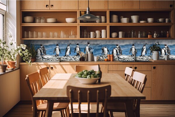 Fototapet pentru bucătărie - pinguini 420 x 60 cm