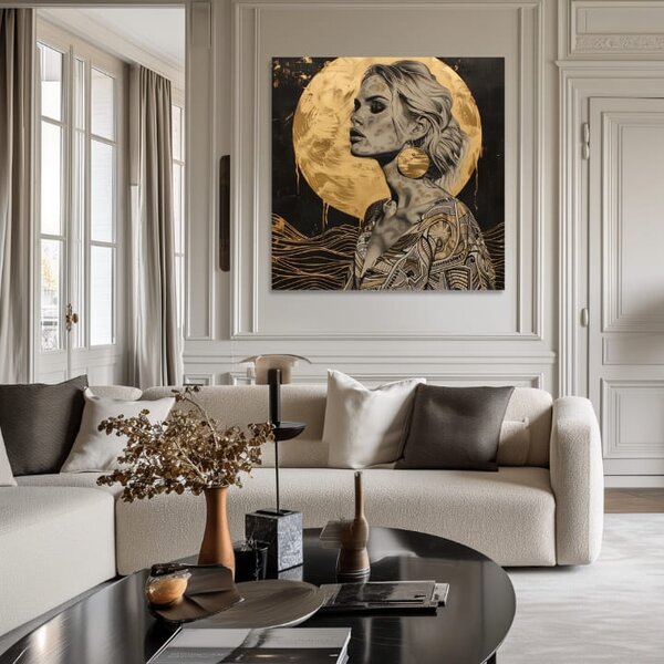 Tablou de perete elegantă a unei femei Golden Aura - 60x60 cm