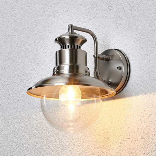 Lindby Aplică pentru exterior Gwendolyn, gri, oțel inoxidabil, 26cm, reglabil, Metalic, Metal, Modern, Felinar