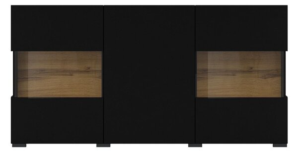 Vitrină Avernic Typ 25 (onyx negru + Stejar wotan). Promo -19%. 1042065