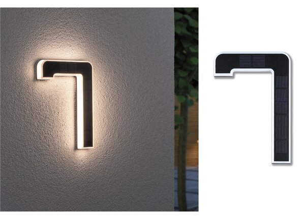 Paulmann număr LED solar de casă 7, Negru, Plastic, Modern