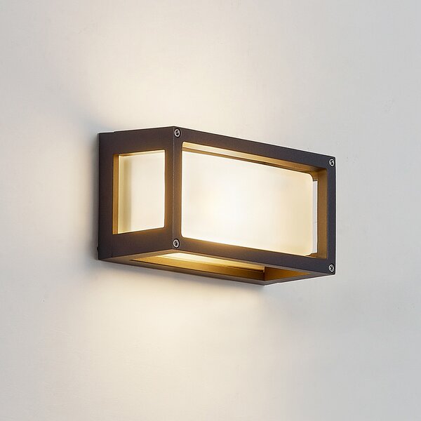 Lucande lampă de perete pentru exterior Aurelien, gri, metal, 12.5cm, IP54, reglabil, Negru, Metal, Modern