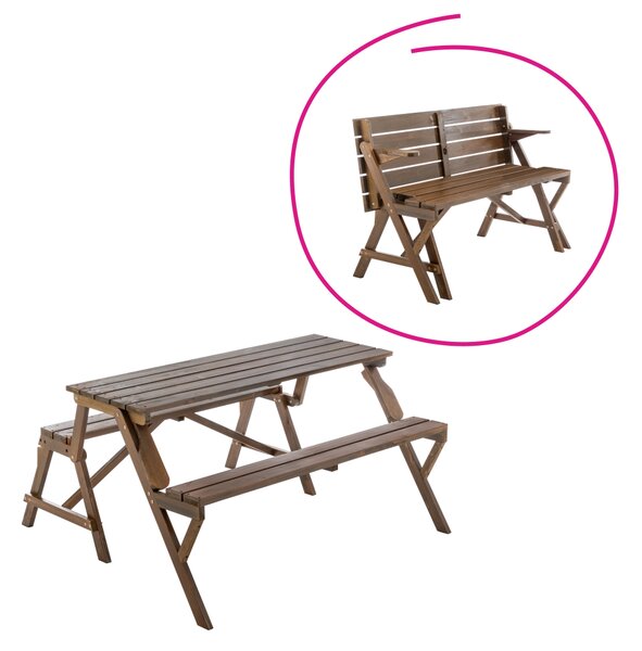 KONDELA Masă de grădină/bancă, 2în1, maro, ZAGIR