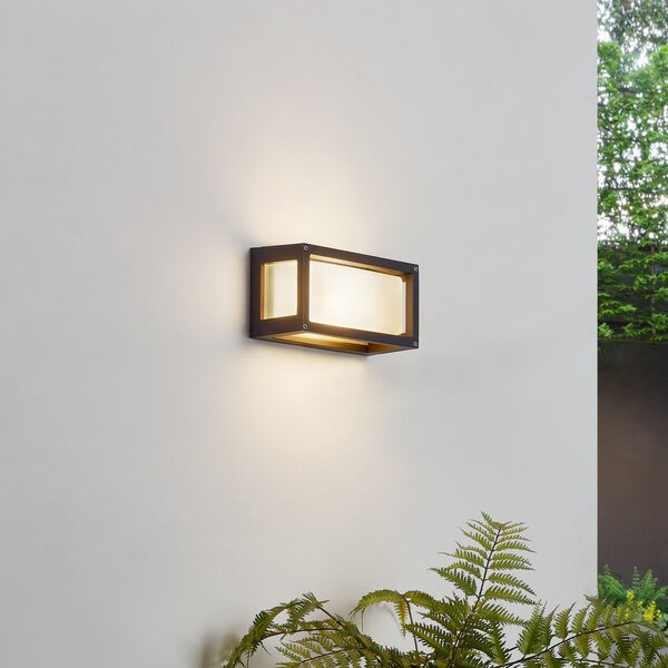 Lucande lampă de perete pentru exterior Aurelien, gri, metal, 12.5cm, IP54, reglabil, Negru, Metal, Modern