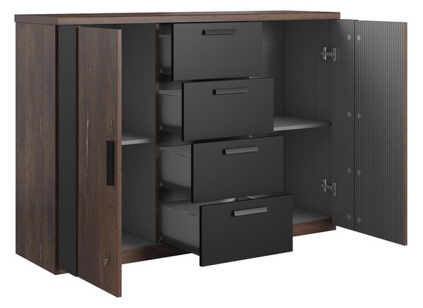 Comodă Signat Typ 26 (Negru + Stejar flagstaff + argintiu). Promo -17%. 1107659