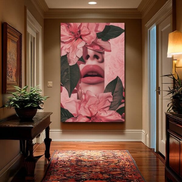 Tablou de perete FLORAL LIPS | Pânză italiană - 60x90 cm