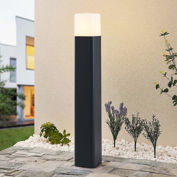 Lucande Obuna bornă luminoasă, înălțime 80 cm, reglabil, Negru, Metal, Modern