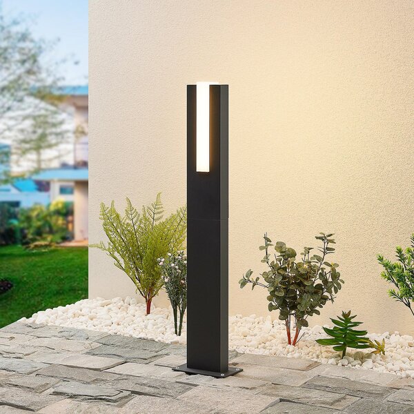 Lucande Bornă luminoasă LED Virgalia, 65 cm, IP65, antracit, Negru, Aluminiu, Modern