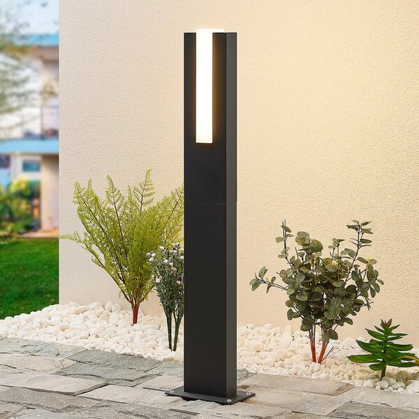 Lucande Bornă luminoasă LED Virgalia, 65 cm, IP65, antracit, Negru, Aluminiu, Modern