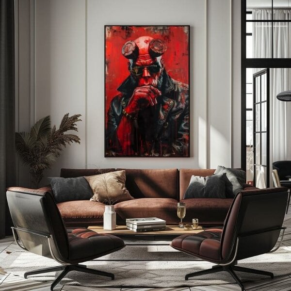 Tablou de perete HELLBOY: Infernal Warrior | finisată de mâna artistului - 60x90 cm