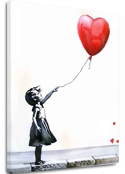 Tablou de perete HEART BALLOON GIRL | Pânză italiană - 40x50 cm