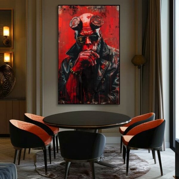 Tablou de perete HELLBOY: Infernal Warrior | finisată de mâna artistului - 60x90 cm