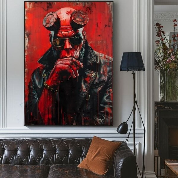 Tablou de perete HELLBOY: Infernal Warrior | finisată de mâna artistului - 60x90 cm