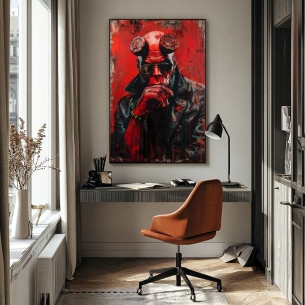 Tablou de perete HELLBOY: Infernal Warrior | finisată de mâna artistului - 60x90 cm