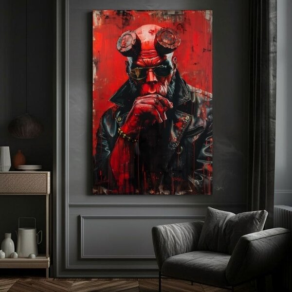 Tablou de perete HELLBOY: Infernal Warrior | finisată de mâna artistului - 60x90 cm