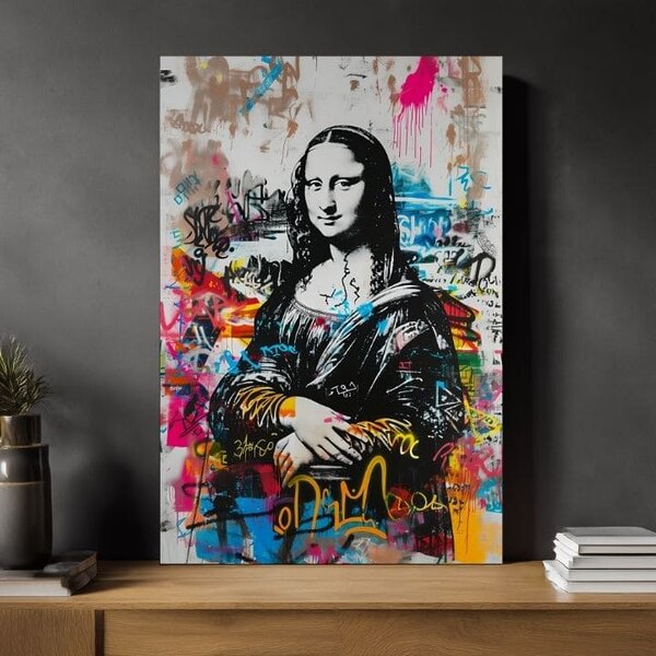 Tablou de perete GRAFFITI MONA pe panza | Structură pictată - 60x90 cm
