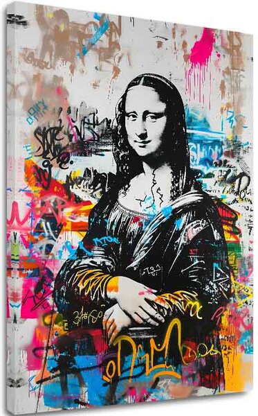 Tablou de perete GRAFFITI MONA pe panza | Structură pictată - 60x90 cm
