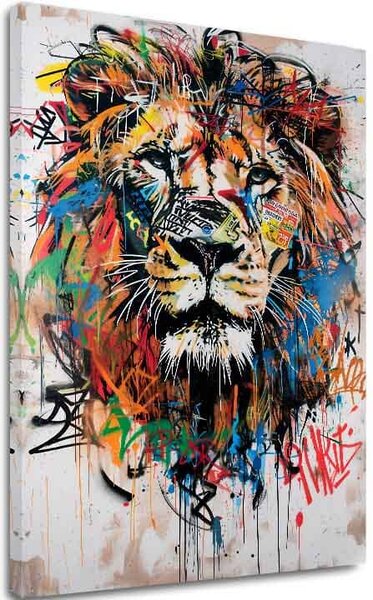 Tablou de perete GRAFFITI LION | Pânză italiană - 60x90 cm