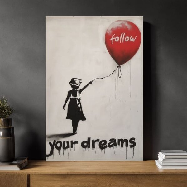 Tablou de perete HEART BALLOON GIRL | Pânză italiană - 40x50 cm