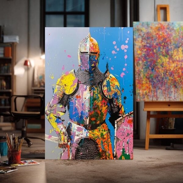 Tablou de perete GRAFFITI KNIGHT | Pânză italiană - 60x90 cm