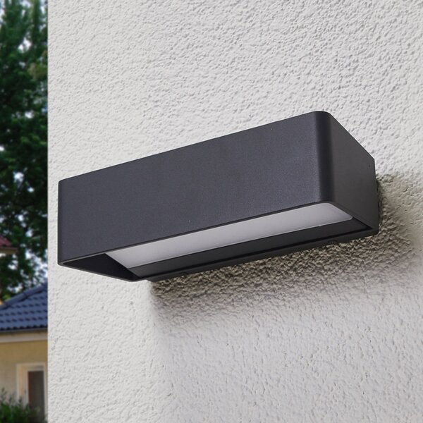 Lucande LED pentru exterior Midvig, gri închis, unghiular, IP65, Negru, Aluminiu, Modern