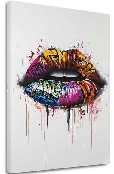 Tablou de perete GRAFFITI LIPS | Pânză italiană - 60x90 cm