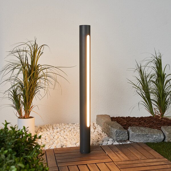 Lucande Tomas bornă luminoasă LED pentru proiector, 75 cm, gri închis, IP54, Gri, Aluminiu, Modern