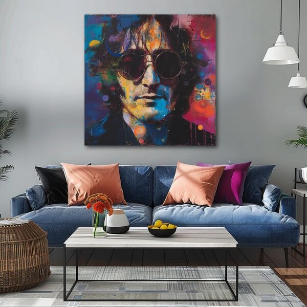 Tablou de perete JOHN LENNON - Idei pline de culoare | finisată de mâna artistului - 60x60 cm