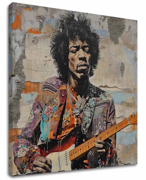Tablou de perete JIMI HENDRIX - Poezie pentru chitară | finisată de mâna artistului - 60x60 cm