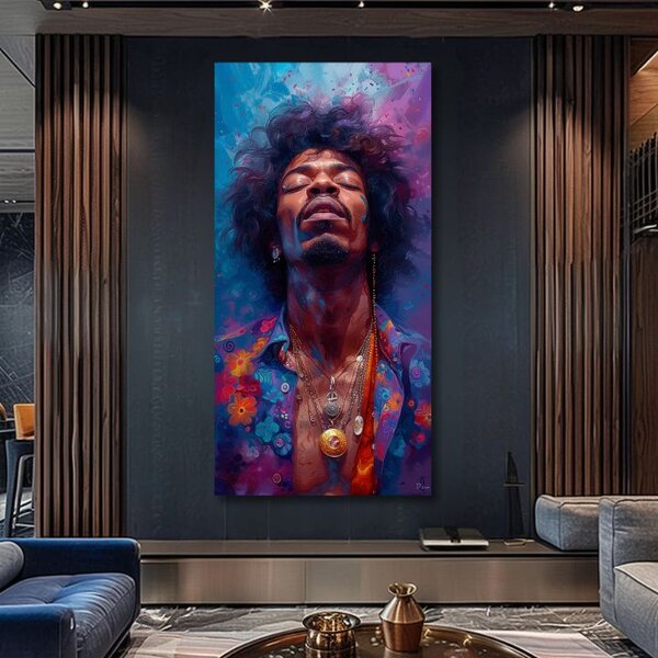 Tablou de perete JIMI HENDRIX - Explozie de armonie | finisată de mâna artistului - 50x100 cm