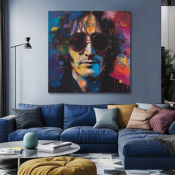 Tablou de perete JOHN LENNON - Idei pline de culoare | finisată de mâna artistului - 60x60 cm