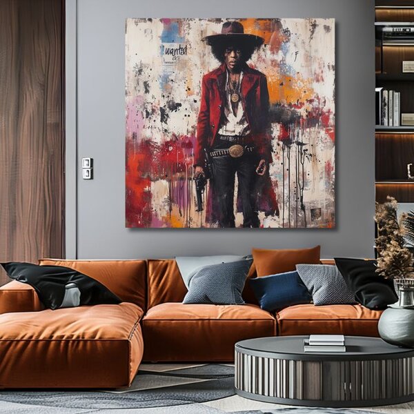 Tablou de perete JIMI HENDRIX - Vestul sălbatic în acrilic | finisată de mâna artistului - 60x60 cm