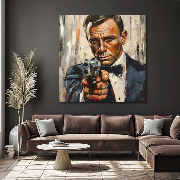 Tablou de perete JAMES BOND - Eleganță periculoasă | finisată de mâna artistului - 60x60 cm