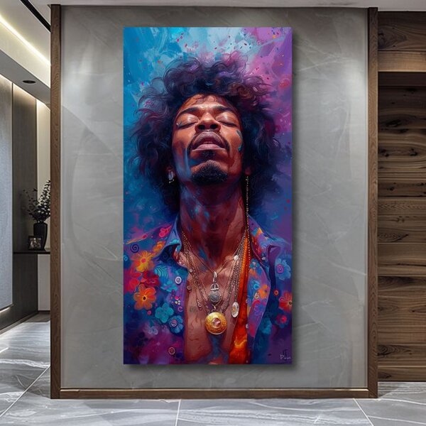 Tablou de perete JIMI HENDRIX - Explozie de armonie | finisată de mâna artistului - 50x100 cm