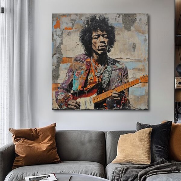Tablou de perete JIMI HENDRIX - Poezie pentru chitară | finisată de mâna artistului - 60x60 cm
