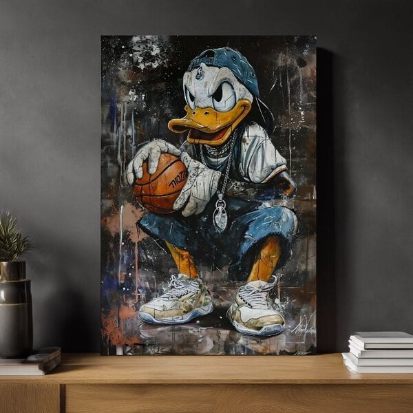 Tablou de perete LEBRON DUCK pe panza | Structură pictată - 60x90 cm